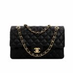 Chanel Classic Flap Black Gold Hardware 25Cm