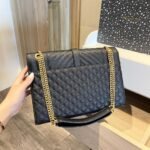 Saint Laurent Envelope Large In Quilted Grain De Poudre Embossed Black Gold 31Cm 600166BOW911000 - Image 4