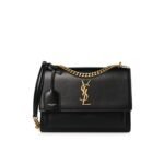 Saint Laurent Sunset Medium Chain Bag In Smooth Black 22Cm 442906D420W1000
