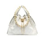 Chanel 25 Medium Handbag Grained And Gold Tone Metal White 34Cm AS5293 B20304 10601