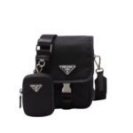 Prada Re Nylon And Saffiano Leather Shoulder Bag Black 17Cm 2VD043 2DMH F0002 V XOP