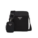 Prada Re Nylon And Saffiano Leather Shoulder Bag Black 20Cm 2VH112 2DMH F0002 V WOP