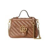 Gucci GG Marmont Mini Top Handle Bag Brown 20Cm