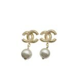 Chanel CC Pearl Gold Earrings