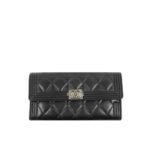 Chanel Boy Flap Long Wallet Ruthentium Hardware Black 19Cm
