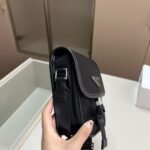 Prada Re Nylon And Saffiano Leather Shoulder Bag Black 17Cm 2VD043 2DMH F0002 V XOP - Image 5