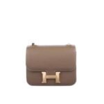 Hermes Constance Leather Bag Dark Beige 18Cm