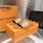 Louis Vuitton Lock It Flat Raffia Mules Brown - Image 4