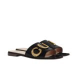 Gucci Women’S Logo Embellished Slide Sandals Black