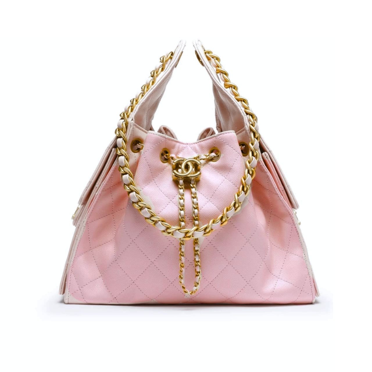 Thumbnail-10-7 Chanel 25 Small Handbag Metallic And Gold Tone Metal Light Pink 26Cm AS5293 B20304 NAGEO - Image 1