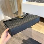 Saint Laurent Envelope Large In Quilted Grain De Poudre Embossed Black Gold 31Cm 600166BOW911000 - Image 7