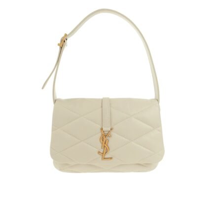 Saint Laurent Le 57 Quilted Leather Shoulder Bag White 27Cm