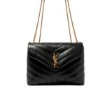 Saint Laurent Loulou Small Chain Bag In Matelassé Y Black Gold 23Cm 494699DV7271000
