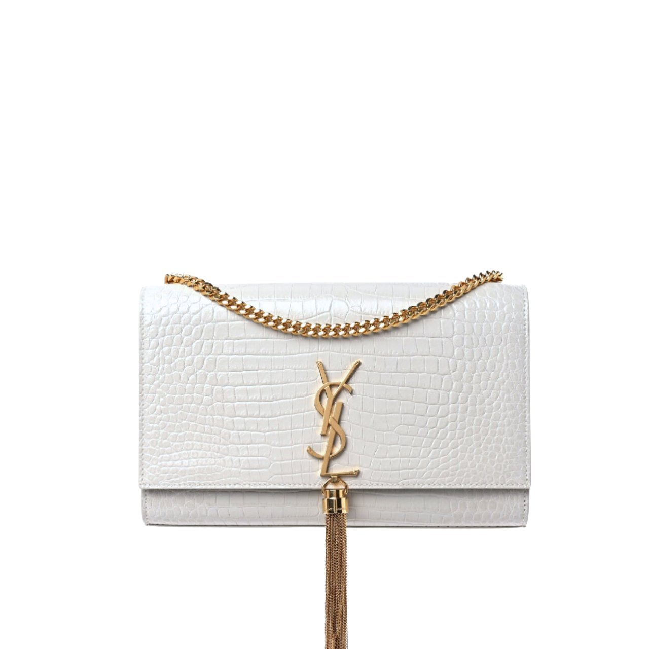 vel-8-2 Saint Laurent Kate Tassel Medium Shiny White 24Cm 354119DND0J9207 - Image 1