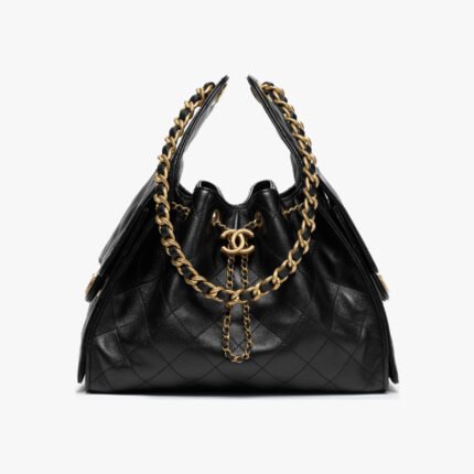 CHANEL 25 Small Handbag Grained Calfskin & Gold-Tone Metal Black -Bag