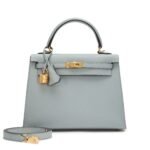 Hermes Bleu Glacier Epsom Sellier Kelly Gold Hardware
