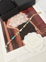Chanel Gold, White, Light Blue, Dark Blue & Crystal Bracelet - Image 3
