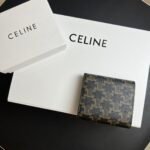 Celine Arcadia Tri-Fold Black Leather Wallet- Black Old Fashioned Wallet - Image 3