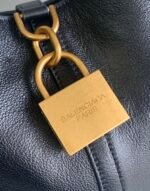 Balenciaga Lock Trim Large Tramp Bag - Black Gold Bag - Image 9