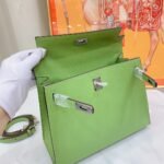 Hermes Kelly Haze Dark Green Silver Hardware - Bag - Image 9