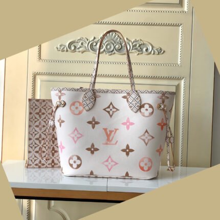 Louis Vuitton Neverfull MM Shopping Bag - Pink and White Bag