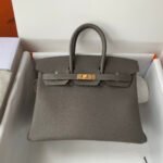 Hermes Birkin Togo Retourne Bag Golden Hardware-Light Grey Bag - Image 4
