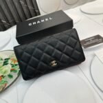 Chanel Wallet Quilted Caviar Gold-tone Black Wallet - Bag