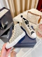 Dior New Embroidered White High Top Shoes - Image 6