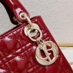 Dior Mini Lady Dior Bag Powder Cherry Red Patent Cannage Calfskin Golden Hardware - Bag - Image 4