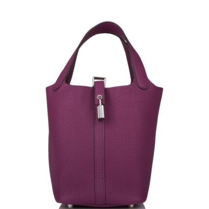 Hermes Clemence Picotin Lock Bag Golden Hardware-Purple Bag