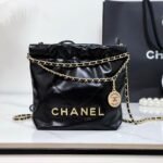 [TOP]CHANEL 22 MINI HANDBAG Shiny Calfskin & Gold-Tone Metal Black - Bag