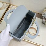 Dior Medium Lady Dior Bag Light Blue Cannage Calfskin Golden Hardware - Bag - Image 8
