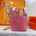 Hermes Clemence Picotin Lock Bag Golden Hardware-Pink Bag - Image 4