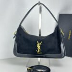 Saint Laurent YSL Vintage Bowling Bag - Black Brushed Leather Bag