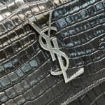 YSL Black Embossed Leather Shoulder Bag - Image 6