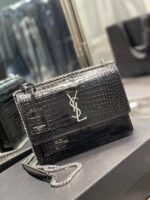 YSL Black Embossed Leather Shoulder Bag - Image 2