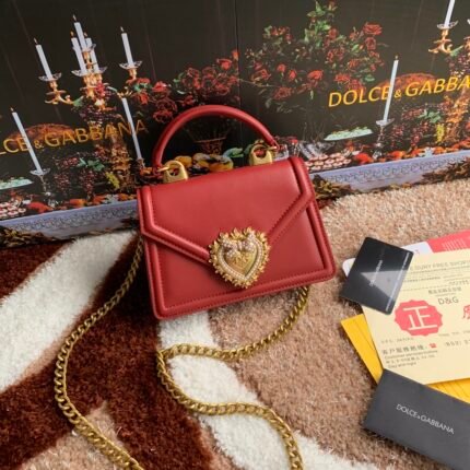 [TOP] Dolce & Gabbana Chain Tote Crossbody Bag - Red Bag