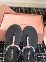 [TOP] MIU MIU Cotton cord thong sandals - Image 3