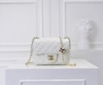 Chanel Classic Flag Bag Pearl Crush Mini Square White Calfskin Light Gold Hardware - Bag - Image 2