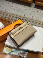 Hermes Kelly Mini 1st Kelly Pochette Generation Epsom Palm Leather-Trench Coat Gray - Image 3