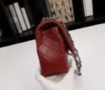 Chanel Classic Flag Handbag Lambskin & Gold-Tone Metal Burgundy Sliver Hardware - Bag - Image 7