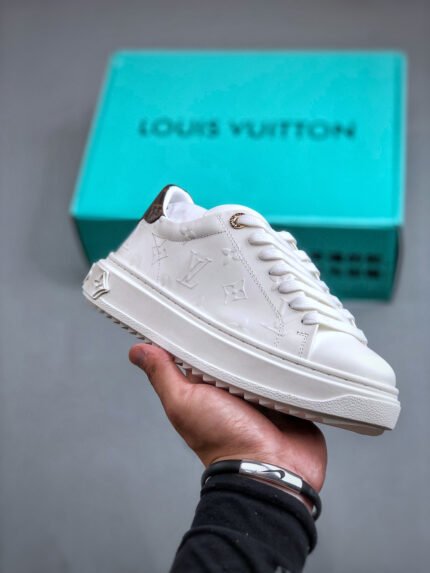 [TOP] Louis Vuitton Time Out Debossed LV Monogram Leather White - Shoes