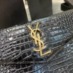 SAINT LAURENT Uptown  POUCH IN CROCODILE-EMBOSSED SHINY LEATHER BLACK-Gold hardware - Bag - Image 2