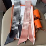 1pc 100cm Square Silk Scarf Headband Neck Scarf Hair Accessory Bag Scarf (No box) - Bag - Image 4