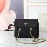 Prada Tessuto Impuntu Quilted Flap Shoulder Black Bag - Image 11