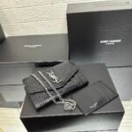 SAINT LAURENT  Grain De Poudre Monogram Uptown Chain Wallet Black-Silver hardware - Bag - Image 2