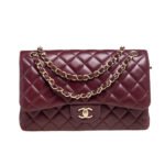 Chanel Classic Double Flap Bag Dark Red Golden Hardware - Bag