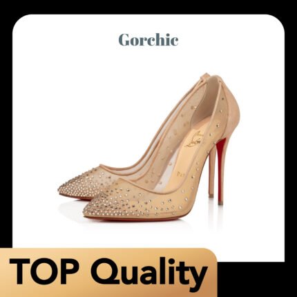 [TOP] Christian Louboutin Follies Strass Mesh suede Light Silk - Shoes