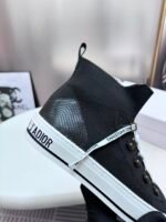 2024ss Dior Knit High Sneakers - Black Flyknit Shoes - Image 8