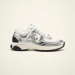Chanel Sneaker Fabric & Laminated Trainers  White & Silver - Shoes